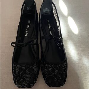 Madden Girl Black Lace Bow Ballet Flats